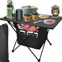 Foldable Camping Side Table, Ultralight Small Beach Table Aluminum, Portable Outdoor Table with Carry Bag and Storage for Picnic, Grill, Hiking, Fishing, Sand, Camping Essentials(L) (27 Large, Black)