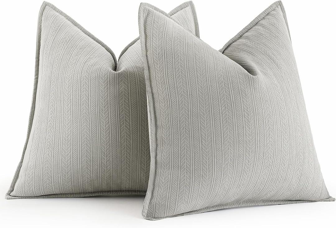 MIULEE Grey Decorative Pillow Covers 18x18 Inch Set of 2 Chenille Couch Throw Pillow Covers Farmhouse Cushion Cases with Elegant Design for Home Decor Sofa Bedroom Living Room