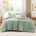 Litanika Oversized King Comforter Set 128x120, 3 Pieces Alaskan King Super King Plus Sage Green Lightweight Solid Bedding Set, All Season Fluffy Bed Set Quilt Blanket