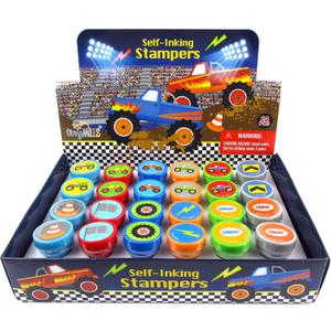 TINYMILLS 24 Pcs Monster Truck Assorted Stamps for Kids Self Ink Stamps (12 Different Designs) Birthday Party, Monster Truck Party Favors, Goody Bag Filler Treats, Classroom Rewards Carnival Prizes