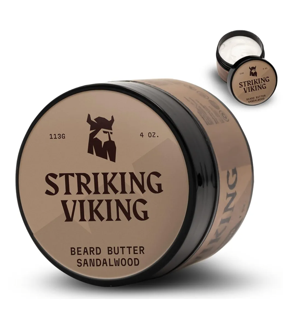 Striking Viking Sandalwood Beard Softener for Men - Non-Greasy Cream Formula With Natural Ingredients for Hydrated and Refreshing Beards (4oz)