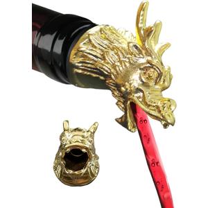 Dragon Head Wine Aerator Pour Spout, Decanter Olive Oil Liquor Bottle Pourers, Gold Plated Alcohol Spirits Whiskey Creative Gifts for Ball Party Bar
