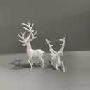 2PCS Christmas Reindeer Resin Sculptures Deer Ornaments Reindeer Statues Light Luxury Casual Shape Suitable for Indoor or Outdoor Country Style Christmas Home Decoration (White)