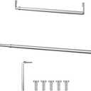 Threehoney Expandable Closet Rod for Wire Shelf Hanging Clothes Adjustable Heavy Duty Closet Hanging Rod Extender Heavy Duty Hanger Bar Metal Poles for Wardrobes Hanger, 1 Pack(36-60 Inch, Silver)