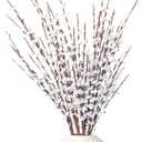 5Pcs Long Stem Jasmine Flowers Artificial, 29.5"/75cm Tall Fake White Flower Bouquet, Artificial Pussy Willow Branches for Home Office Wedding Party DIY Floral Art Winter Decor