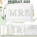 Personalized Initial Wedding Bride Slippers, Bride to Be Gifts, Bridal Shower Gifts, Bride Hair Clip MRS Makeup Bag (White)