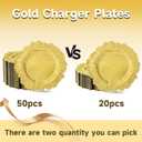 ejonirinjonir EI 50pcs Gold Charger Plates,13 Inch Charger Plates Bulk,Round Ruffled Rim Chargers for Dinner Plate,Table Chargers for Wedding,Party