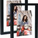 8x10 Floating Picture Frames with Double Glass, 2 Pack Floating Frames for 4x6, 5x7 Pictures or Full Display 8x10 Photos, Tabletop and Wall Hanging, Black