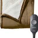 Sunbeam Royal Mink Sherpa Honey Heated Personal Throw Blanket Cozy-Warm Adjustable Heat Settings