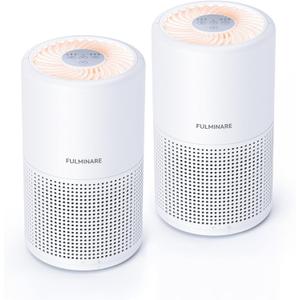 FULMINARE Air Purifiers for Bedroom H13 True HEPA Air Filter Quiet Air Cleaner With Night Light Portable Small Air Purifier for Home, Office, Living Room (White 2 Pack)
