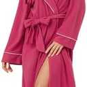 EK4YDNDS Women Lightweight Fleece Robe, Soft Long Shawl Collar Bathrobe for Women Size L/XL