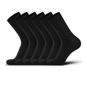 DarkCom Men's Dress Socks, Black, 6 Pairs Classic Cotton Polyester Socks, Reinforced, Cozy 10-12