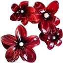 Wine Red Flower claw clips women girls,fancy hawaii flower hair clips,artificial pearls daisy decorative plumeria hair clips for thick or thin hair, Large Medium 2pc beach coquette hair accessories (Burgundy)