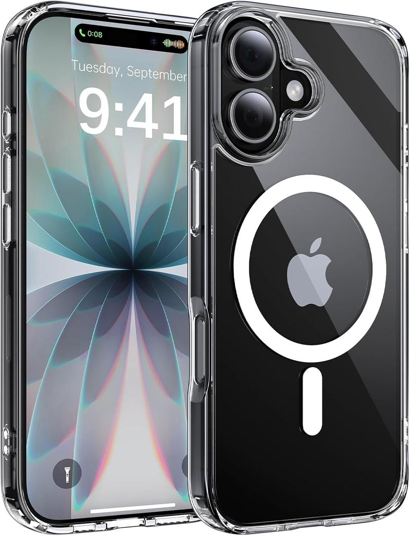Magnetic for iPhone 17 Case, [Anti-Slip] [Military-Grade Drop Protection] [Camera Protection] Skin-Friendly Slim Translucent Shockproof Protective for iPhone 17 Phone Case, Crystal Clear