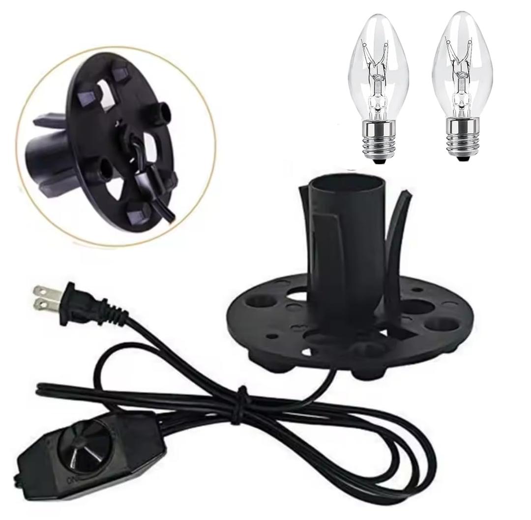 Himalayan Salt Lamp Cord, with Dimmer Switch,Christmas Bulb,Salt Lamp Cord with Dimmer Control and Base Assembly,6 Feet,E12 Base for Himalayan Salt Lampsand with 2 Free 15W Bulbs for Salt Lamp