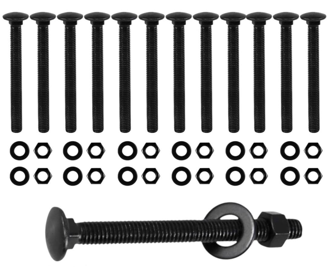 CNQLIS 3/8" x 3-1/2" Carriage Bolts Kit, 25PCS Black Carriage Bolts, Rust Resistance Galvanized Carriage Bolt