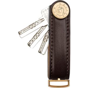 Leather Key Organizer Key Chain for Men Women, Compact Key Holder Keychain - Minimalist Key Case Secures 3-14 Keys (Brown)