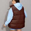 Athlisan Womens Zip Up Puffer Vest Stand Collar Sleeveless Padded Jacket Coat (Brown)