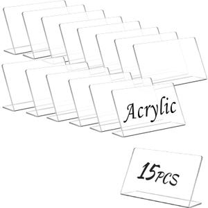 15 Pcs Food Labels for Party Buffet, 4 x 6 Inch Acrylic Clear Chalkboard Signs for Buffet Display, Small Acrylic Food Tabletop Chalkboards for Bakery Table Display, Food Display, Pastry Tags