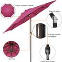 Blissun 9' Outdoor Patio Umbrella, Outdoor Table Umbrella, Yard Umbrella, Market Umbrella with 8 Sturdy Ribs, Push Button Tilt and Crank
