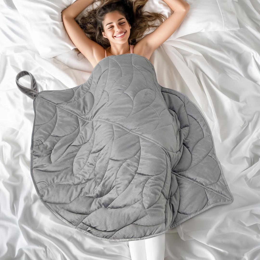 Weighted Lap Blanket 7 lbs 41" x 53"- Gifts for Mom Women Wife, Cozy Luxury Velvet Small Weighted Blankets,Portable Travel Blankets for Adults,All-Season Blanket Relaxation Gift, Grey