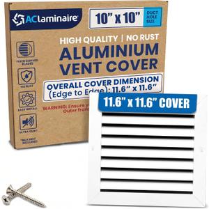 10x10 Inch (Duct Opening) Air Return Vent Cover Decorative Premium Aluminum AC Vent Cover for Ceiling & Wall, Rustproof Grille, Ideal for Home HVAC Grille, Durable & Easy to Install by ACLAMINAIRE