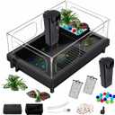 GOZILLA Small Turtle Tank with Filter, Acrylic Aquarium Turtle Tank Starter Kit with Multi-Functional Areas for Turtles, Hermit Crabs, Crayfish, Small Reptiles. (Black)