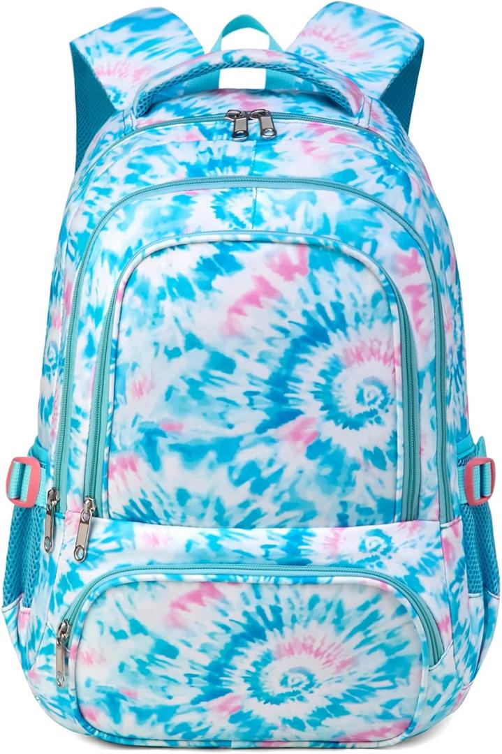 BLUEFAIRY Kids Backpack for Girls Elementary Primary Middle School Bags for Aged 8-10 for Teens Childs Bookbags Back to School Book Bags Mochilas para Nias de 6 7 8 9 10 Aos Tie-dye Blue (Light Sky Blue)