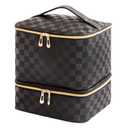 Portable Nail Polish Organizer Bag with UV Light Case - Holds 30 Bottles and 1 UV Nail Lamp, Double-Layers Nail Dryer Case for Gel Nail Polish Kit, Nail Art DecorationsCheckered Black