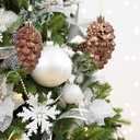 8 Pcs Christmas Pinecone Ornaments, Plastic Hanging Pine Cone Decoration for Tree, Shatterproof Pinecone Balls for DIY Crafts Home Xmas Decor, Matte and Glitter Festive Holiday Pendant