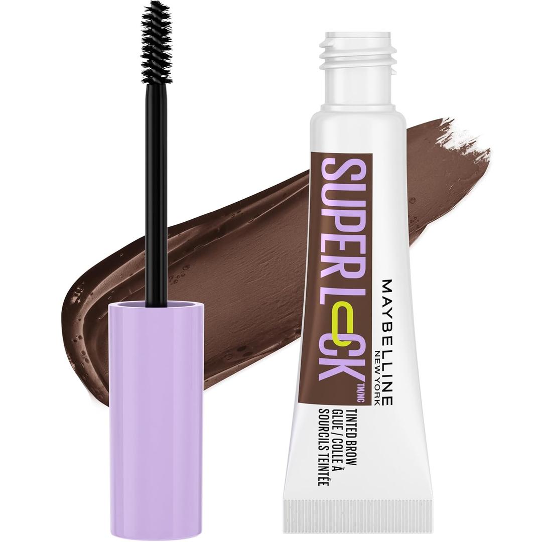 Maybelline Super Lock Brow Glue Eyebrow Gel, Lightweight and Waterproof Tinted Brow Gel For Up To 24HR Hold, Deep Brown, 1 Count (0.23 Fl Oz (Pack of 1))