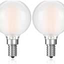 G16.5 LED Light Bulb 40W Equal 4W Type G Bulb,Dimmable Frosted E12 Globe Bulb,Round Candelabra Light Bulbs for Chandelier,Bathroom Vanity,Pendant,Warm White 2700K 400LM,Pack of 2