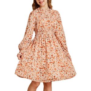 GRACE KARIN Girls' Spring Long Sleeve Dresses Kids Floral Winter Formal Dress Girl Casual Fancy Midi Clothes Size 12, Black Flower