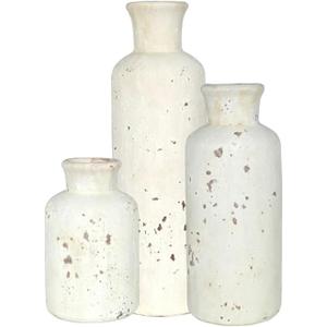 Vases, Set of 3, Ceramic Vase Set, Home Decorative, Vintage Inspired, Handmade Ceramic, Pampas Grass Vases Modern, Warm Premium Feeling(Mottled White)