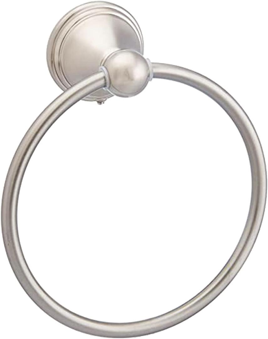 Amazon Basics Round AB-BR807-SN Modern Towel Ring, 6.3-inch Diameter, Satin Nickel