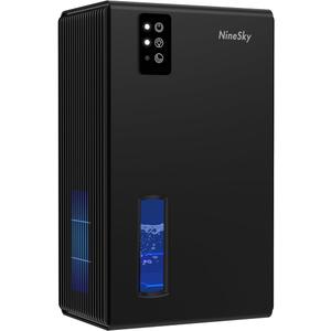 NineSky Dehumidifier for Home, 95 OZ Water Tank, (1000 sq.ft) Dehumidifiers for Bathroom Bedroom Basement with Auto Shut Off,7 Colors LED Light (Black)