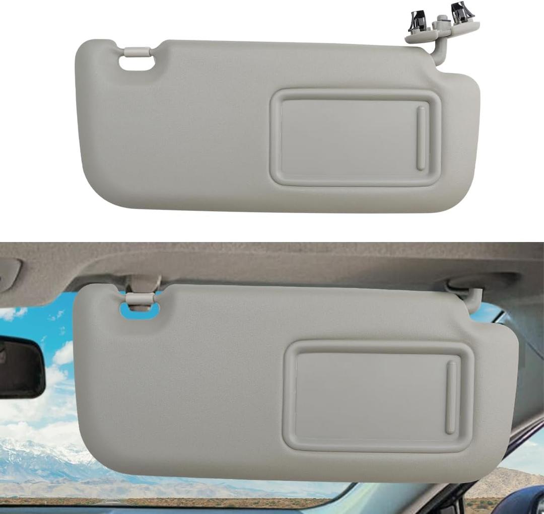 INTGET Passenger Side Sun Visor for Toyota Corolla 2007 2008 2009 2010 2011 2012 2013 Accessories Leather Car Sun Protection Visors Replacement with Mirror(Beige-Passenger Side)