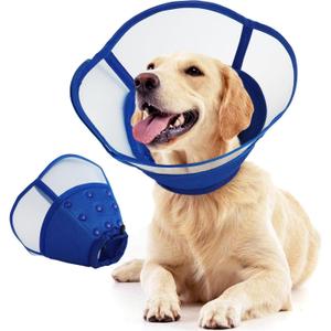 Allroaring Dog Cone Alternative, Soft Dog Cones for Large Dogs, Adjustable Doggie Recovery Cone Collar Comfy Pet Elizabethan Collars to Stop Licking for Wound Healing Care Spay Neuter, Blue (Large (Neck Girth: 13.3" - 17.3"))