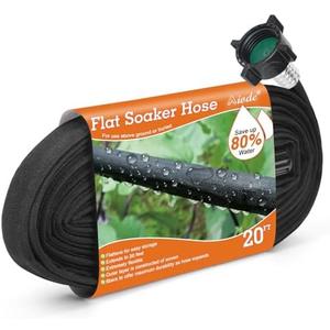 AIODE Flat Soaker Hose 20FT for Garden Beds Drip Hose Heavy Duty Save 80% Water for Vegetable Tree (20FT)