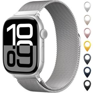 Original Stainless Steel Mesh Loop Compatible with Apple Watch 38mm 40mm 41mm 42mm 44mm 45mm 46mm 49mm Women Men, Magnetic Clasp Replacement for iWatch Bands Series 11 10 9 8 7 6 5 4 Ultra SE 3 2 1