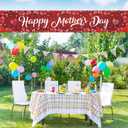 Happy Mother's Day Banner Decorations,Mother's Day Polyester Hanging Banner Party Decoration Supplies,120x20 Inch Mothers Day Yard Sign Holiday Hanging Outdoor Decor Red Buffalo Plaid Love Heart Party Supplies for Indoor Outdoor Garden Fence Balcony Lawn Home Decor