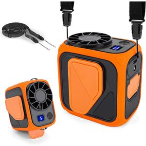 Stronger Airflow Portable Waist Fan Rechargeable 10000 mAh, 5 Speeds Max 18H Cooling, Battery Powered Personal Wearable Clip on Belt Shirt Fans, Neck Fan,Small Desk Fan for Outdoor Work,Travel (1P, Orange)