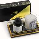 Wooden Decorative Tray, Oak 7.5" L Coffee Table for Kitchen Countertop Dresser Perfume Tray Jewelry Candle Nightstand Table Centerpieces for Dining Room Decor Black Gold (7.5" x 3.9" x 1.5")