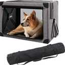 Collapsible Dog Crate - 32 Inch Portable Dog Travel Crate for Medium Dogs, Foldable Dog Crate with Detachable Storage Bag, Removable Pad, and Mesh Windows for Outdoor & Indoor (Charcoal)