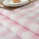 Laolitou Spring Pink Checkered Table Runner, Cotton Linen Gingham Table Runners, Classic Buffalo Plaid Farmhouse Table Decor, 13x108 Inches