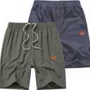 Vcansion 2 Pack Men's Outdoor Lightweight Hiking Shorts Quick Dry Sports Casual Running Shorts with Pockets (S)