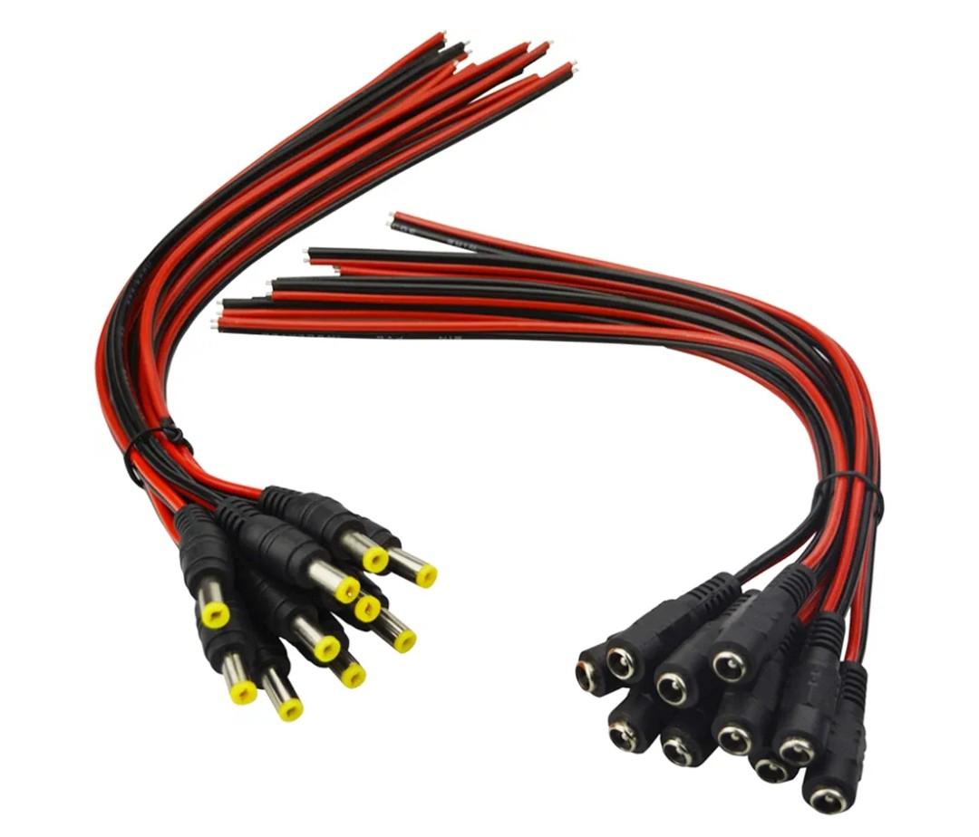 Real 18AWG) 10 Pairs 12V 5A DC Power Pigtail Barrel Plug Connector Cable, 2.1mm x 5.5mm Male Female DC Pigtail Connectors for CCTV Security Camera and 12V Power Supply Adapter by MILAPEAK