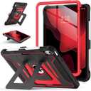 Soke Case for iPad (A16) 11th Generation 11-Inch 2025 /10th Generation 10.9-Inch 2022, with Screen Protector and Multi-Angle Kickstand, Rugged Full Body Heavy Duty Protective Cover - Black Red