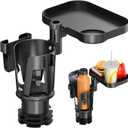 KDD Car Cup Holder Expander - 3 in 1 Cup Holder Adapter with Adjustable Base - Detachable Phone Holder & 360 Rotation Food Tray for Car - Compatible with Vehicles, Car, Road Trip Essentials