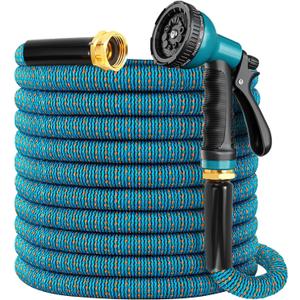 150 ft Expandable Garden Hose, 2026 New Retractable Water Hoses 150ft with 10 Function Spray Nozzle, Solid Metal Fittings, Extra Strength Fabric, Flexible Expanding Latex Core, Lightweight & No Kink